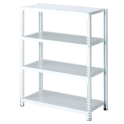 店舗用品シリーズ什器ストレージシェルフスチール棚4段展開W90cmタイプホワイト本体H120cmの商品画像