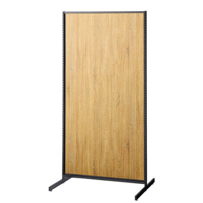 店舗用品システム什器SF中央両面タイプW90×H180cmブラック選べる8タイプラスティック柄有孔パネル付きの商品画像