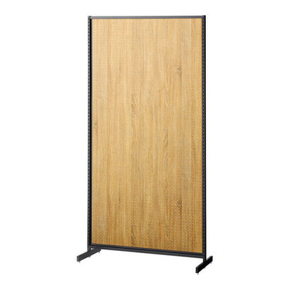 店舗用品システム什器SF中央両面スリムタイプW90×H180cmブラックラスティック柄有孔パネル付きの商品画像