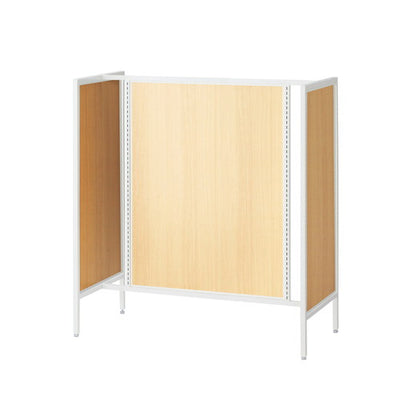 店舗用品システム什器UR120中央両面タイプホワイトエクリュパネル付きの商品画像