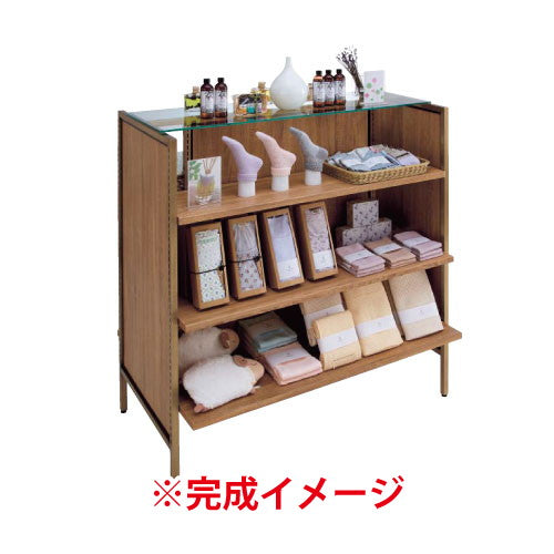 (本体) ユニットラック UR120中央両面タイプ W120×H135cm アンティークゴールド ラスティック柄パネル付き kp38-751-45-5