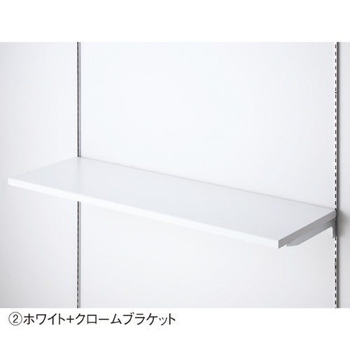 店舗用品システム什器木棚W90×D35cmクロームブラケットセットホワイトの商品画像