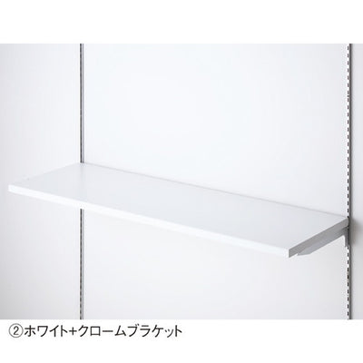 店舗用品システム什器木棚W120×D35cmクロームブラケットセットホワイトの商品画像