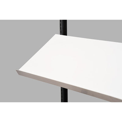 店舗用品システム什器傾斜木棚W90×D30cmクロームブラケットセットホワイトの商品画像