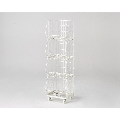 店舗用品店舗什器ジャンブルバスケット(直径6cmキャスター付き)W42.8cm白4段の商品画像