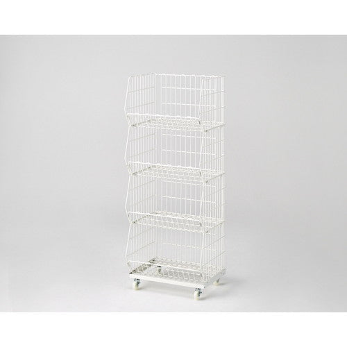 店舗用品店舗什器ジャンブルバスケット(直径6cmキャスター付き)W59cm白4段の商品画像