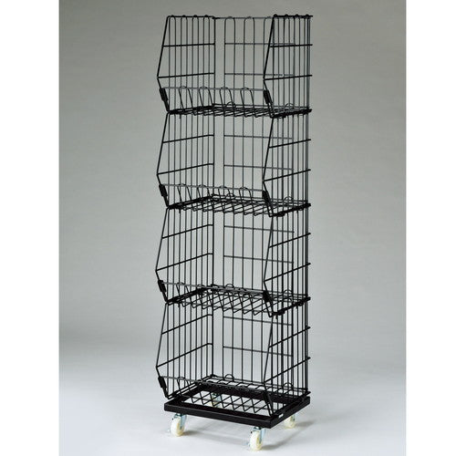 店舗用品店舗什器ジャンブルバスケット(直径6cmキャスター付き)W42.8cm黒4段の商品画像