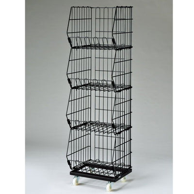 店舗用品店舗什器ジャンブルバスケット(直径6cmキャスター付き)W42.8cm黒4段の商品画像