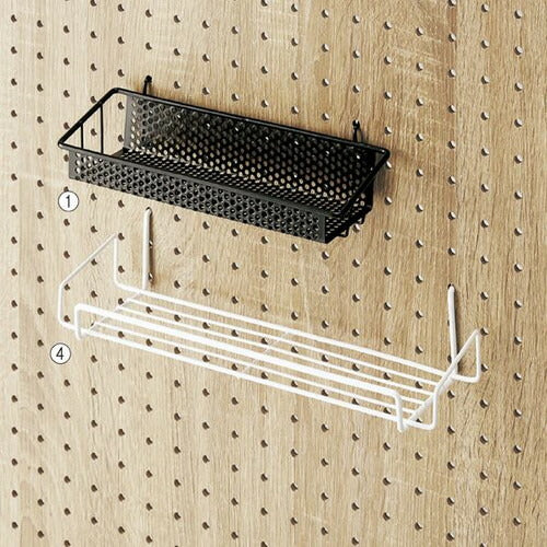 店舗用品店舗什器有孔ボード用カゴ棚カゴ棚黒の商品画像
