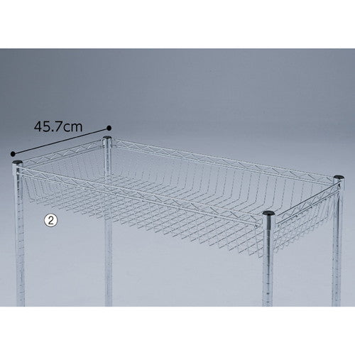 店舗用品シリーズ什器ワイヤーラックスチールカゴ棚D45cmタイプW60.9cmの商品画像