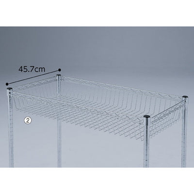 店舗用品シリーズ什器ワイヤーラックスチールカゴ棚D45cmタイプW90.7cmの商品画像