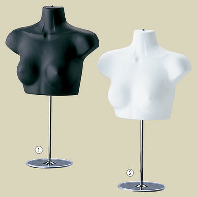 店舗用品ディスプレイ用品婦人卓上用ハーフトルソー腕無し黒の商品画像