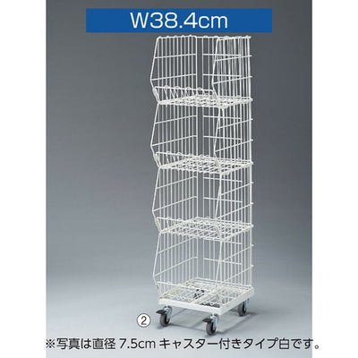 店舗用品店舗什器高機能型ジャンブルバスケットW38.4cm直径10cmキャスター付き黒3段の商品画像