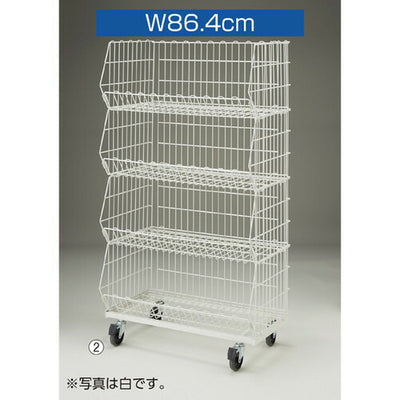 店舗用品店舗什器高機能型ジャンブルバスケットW86.4cm直径10cmキャスター付き黒3段の商品画像