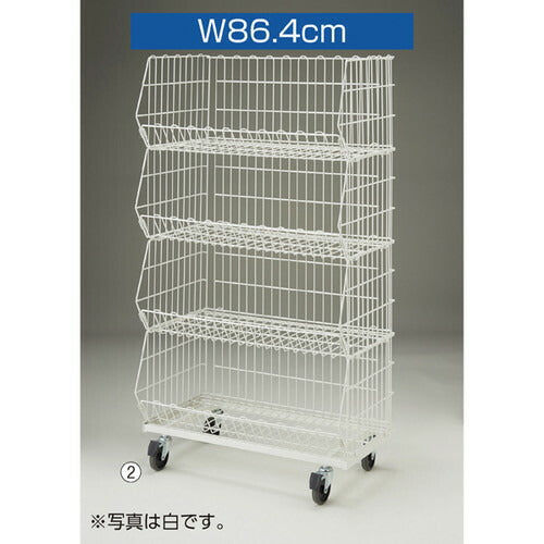 店舗用品店舗什器高機能型ジャンブルバスケットW86.4cm直径10cmキャスター付き黒4段の商品画像