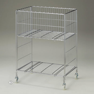 店舗用品店舗什器ワイヤー2段ワゴンクロームW60×D45cmの商品画像