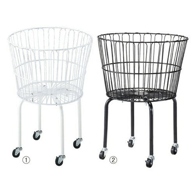 店舗用品店舗什器円型バスケットワゴン白の商品画像
