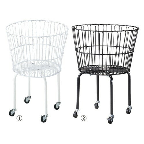 店舗用品店舗什器円型バスケットワゴン黒の商品画像