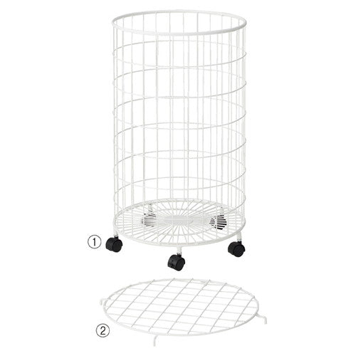 店舗用品店舗什器円型バスケットワゴン深型白本体の商品画像