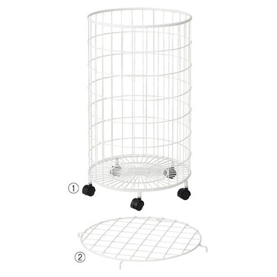 店舗用品店舗什器円型バスケットワゴン深型白本体の商品画像