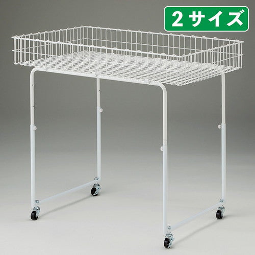 店舗用品店舗什器バスケットワゴン丸パイプ脚W90×D60cmの商品画像