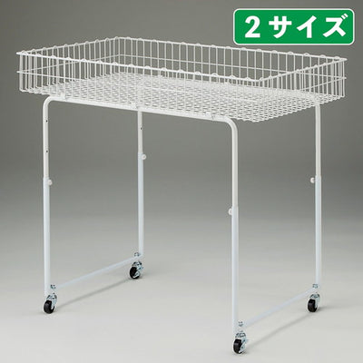 店舗用品店舗什器バスケットワゴン丸パイプ脚W90×D60cmの商品画像