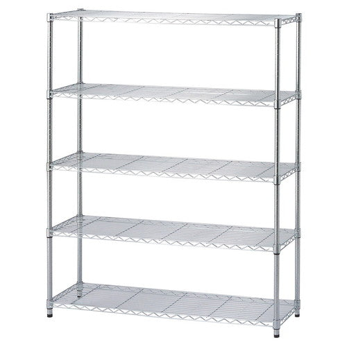 店舗用品シリーズ什器ワイヤーラックローコストD35cmアジャスタータイプH151cm5段W121.2cmの商品画像