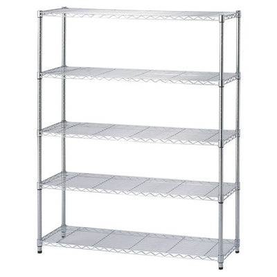 店舗用品シリーズ什器ワイヤーラックローコストD35cmアジャスタータイプH151cm5段W121.2cmの商品画像