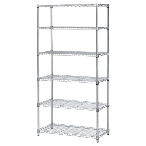 店舗用品シリーズ什器ワイヤーラックローコストD45cmアジャスタータイプH181cm6段W90.7cmの商品画像