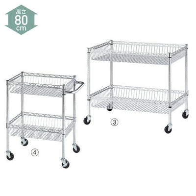 店舗用品シリーズ什器シェルフワゴンH80cm2段展開W90.7×D60.9cmの商品画像