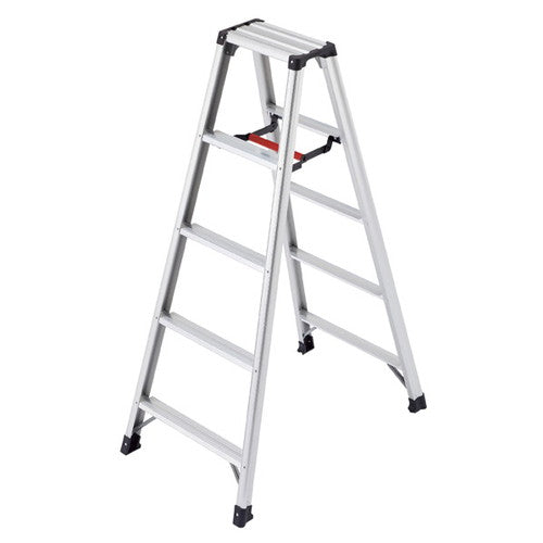 店舗用品店舗運営用品アルミ軽量脚立脚軽シルバー5段H139cmの商品画像