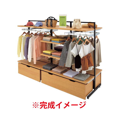 スタンダードフレーム SF中央両面タイプ エンドフレーム用木棚セット D30cm ラスティック柄 (1セット) kp38-758-76-3