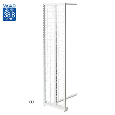 店舗用品システム什器スリムエンドネットスリット付きホワイト/SF中央両面用H180cmの商品画像