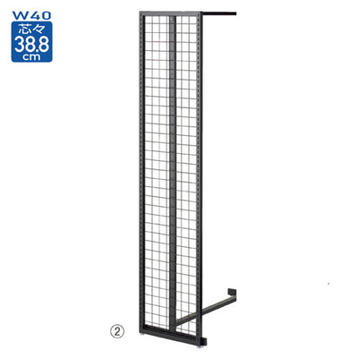 店舗用品システム什器スリムエンドネットスリット付きブラック/SF中央両面用H180cmの商品画像