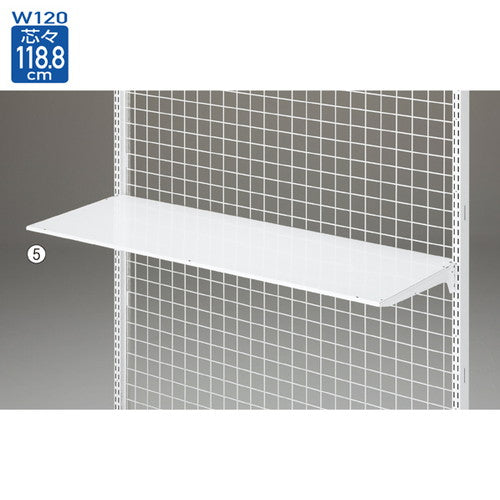 店舗用品システム什器薄型スチール棚セット2段可変式W120cmホワイトD40cmの商品画像