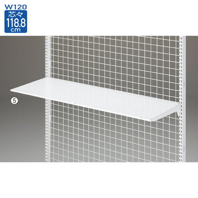 店舗用品システム什器薄型スチール棚セット2段可変式W120cmホワイトD40cmの商品画像