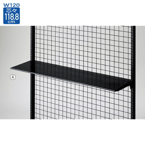 店舗用品システム什器薄型スチール棚セット2段可変式W120cmブラックD30cmの商品画像