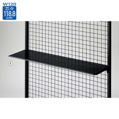 店舗用品システム什器薄型スチール棚セット2段可変式W120cmブラックD30cmの商品画像