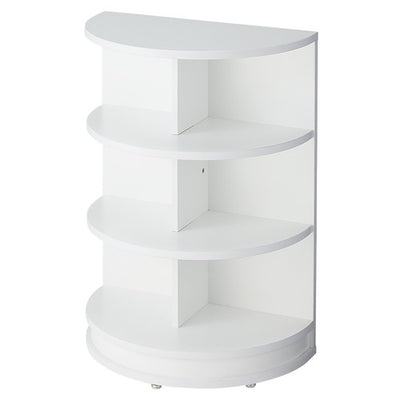 店舗用品店舗什器木製半円型ディスプレイ台白の商品画像