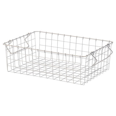 店舗用品演出用品スタッキングワイヤーバスケットホワイトW37×D26×H12cmの商品画像