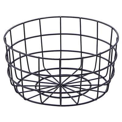 店舗用品演出用品丸型ワイヤーバスケットブラック小:直径16×H8cmの商品画像