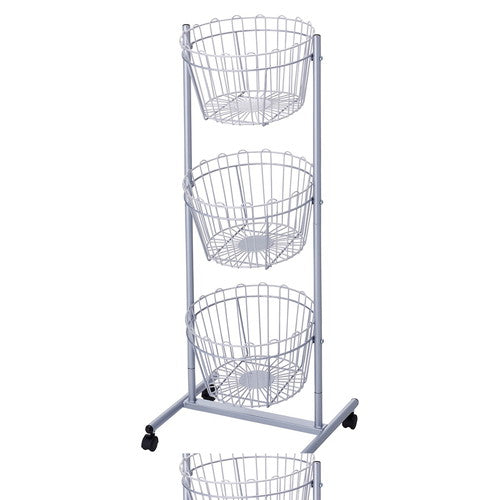 店舗用品店舗什器3段投げ込みバスケット(スチールカゴ)丸型の商品画像