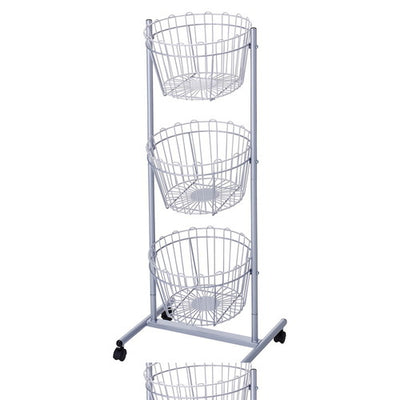 店舗用品店舗什器3段投げ込みバスケット(スチールカゴ)丸型の商品画像