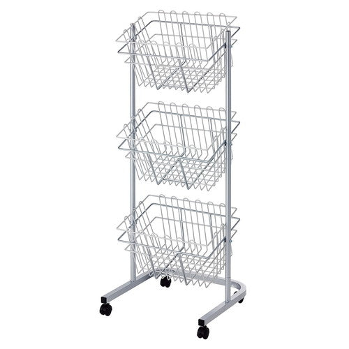 店舗用品店舗什器3段投げ込みバスケット(スチールカゴ)角型の商品画像