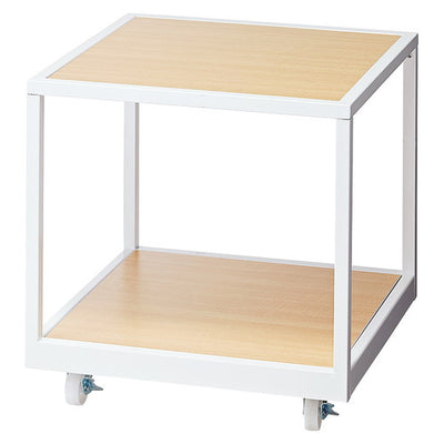 店舗用品店舗什器キャスター付き2段テーブルホワイトW60cmの商品画像