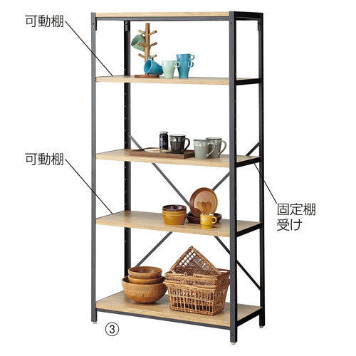 店舗用品店舗什器LアングルシェルフラックW120cmH180cm5段ラスティック柄の商品画像