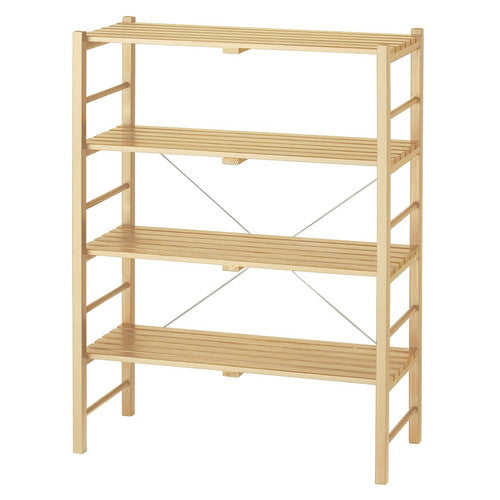 店舗用品店舗什器ウッドラックナチュラルW90cmH120cm4段の商品画像