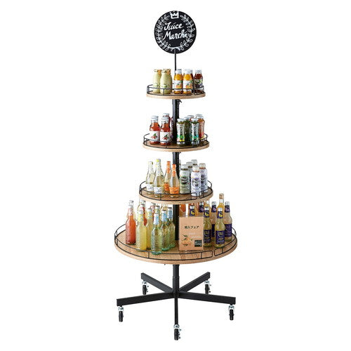 店舗用品店舗什器ラウンドタワー什器4段直径75cmの商品画像