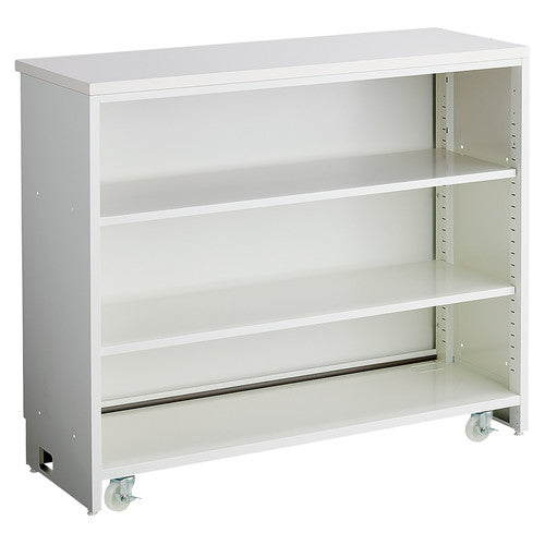 店舗用品店舗什器スチール製キャスター付きスリムカウンター棚板タイプW90cmの商品画像