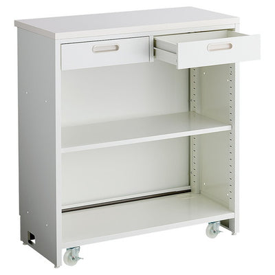 店舗用品店舗什器スチール製キャスター付きスリムカウンター引き出しタイプW120cmの商品画像